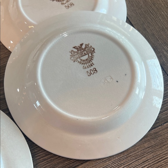 ANTIQUE Villeroy & Boch Dresden Saxony Red Poppy Bread & Butter Plates (8) - Picture 14 of 16